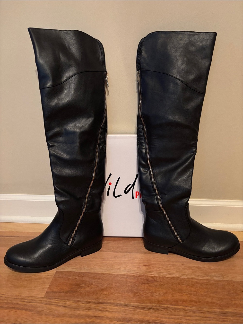 Wild Pair Black Over-the-Knee Zip Boots